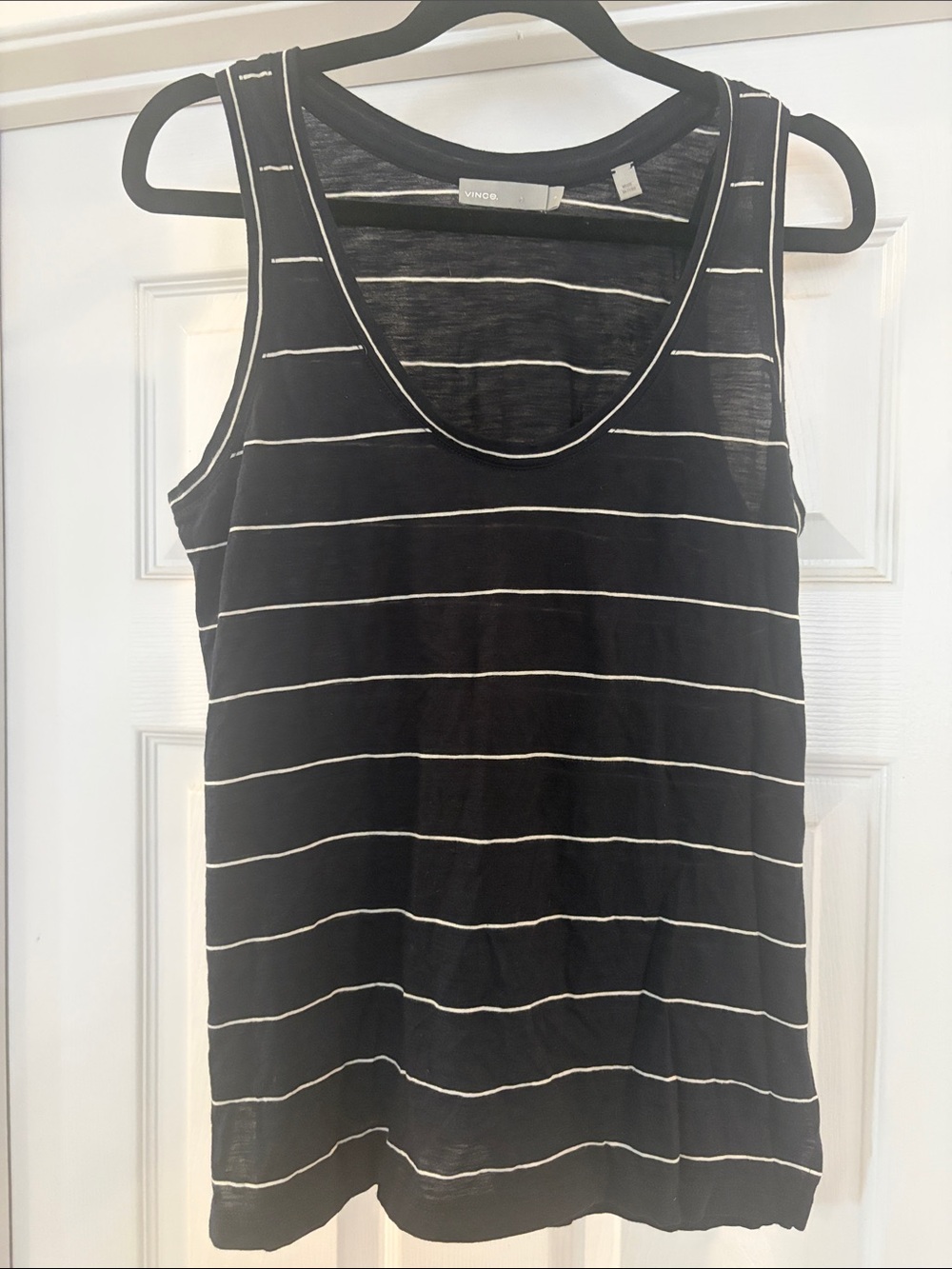 Vince Black with White Stripe Scoop Tank